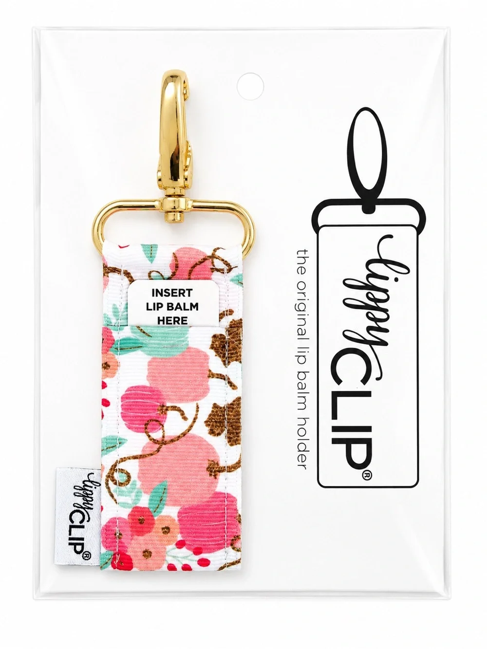 Pastel Pumpkin Lip Balm Holder Keychain - Pink, Coral & Gold